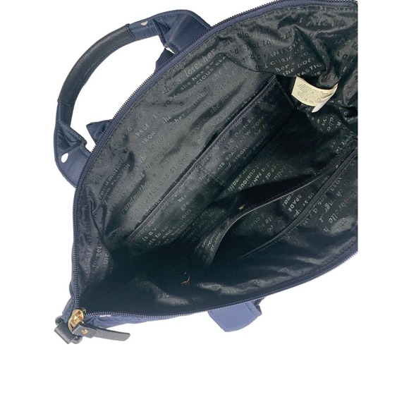 Kate Spade Quilted White Polka Dot Bag Bow Navy Top Handle - Picture 6 of 7